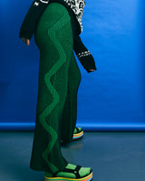 NIGHTRIDER RIB KNIT FLARES - BLACK/GREEN