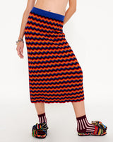 COSMIC SURF KNIT "Hot Lava" - MIDI SKIRT