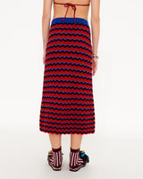 COSMIC SURF KNIT "Hot Lava" - MIDI SKIRT