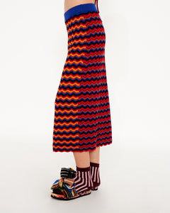 COSMIC SURF KNIT "Hot Lava" - MIDI SKIRT