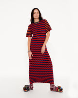COSMIC SURF KNIT LONG DRESS - "Hot Lava"
