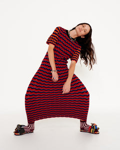 COSMIC SURF KNIT LONG DRESS - "Hot Lava"