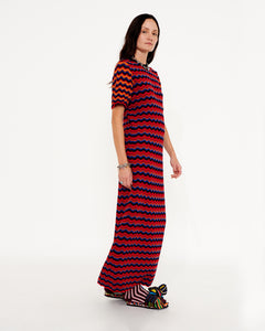 COSMIC SURF KNIT LONG DRESS - "Hot Lava"