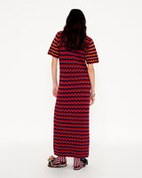 COSMIC SURF KNIT LONG DRESS - "Hot Lava"