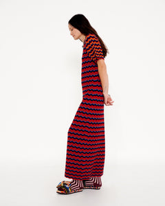 COSMIC SURF KNIT LONG DRESS - "Hot Lava"