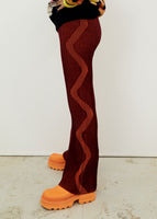 NIGHTRIDER RIB KNIT FLARES - MAROON/ORANGE