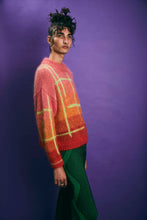 Load image into Gallery viewer, Ombré check mohair hand knit sweater - Pink/Orange
